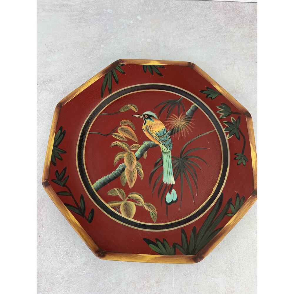 Decorative Bird Plate Octagon Shaped